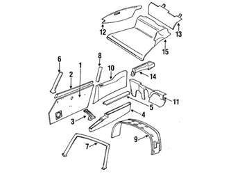 Genuine Porsche 911551050074FD Trunk Lid Trim; Right - Porsche 3 Genuine Porsche 911551050074FD Trunk Lid Trim; Right - Porsche